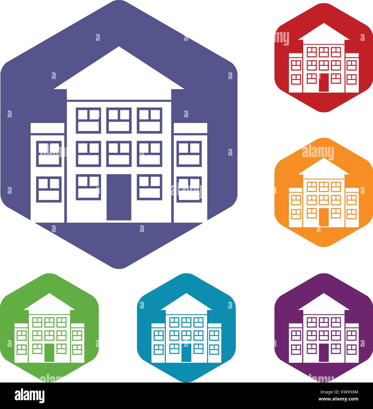 Bank building icons set Stock Vector Image & Art - Alamy