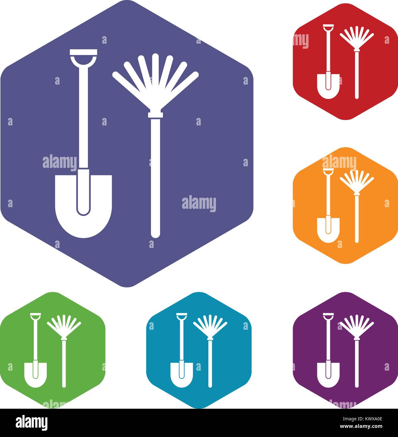Rake and shovel icons set Stock Vector Image & Art Alamy