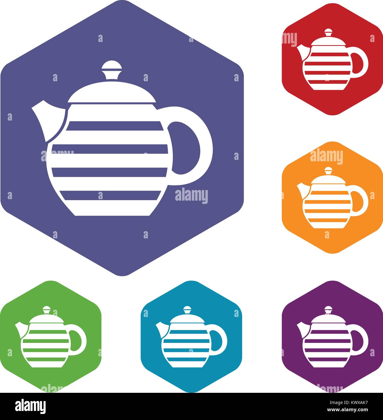Striped teapot icons set Stock Vector Image & Art - Alamy