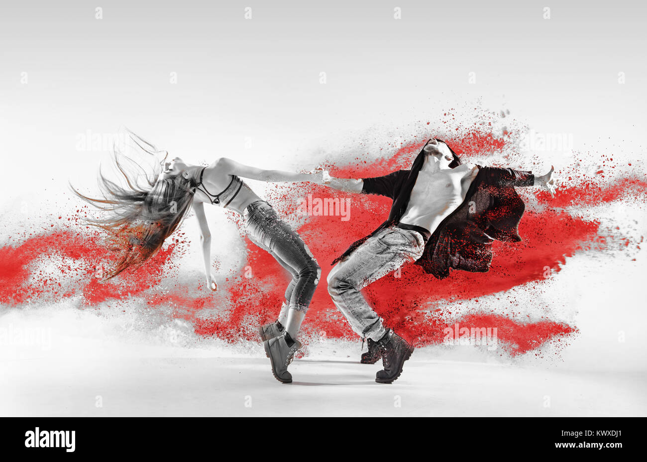 Blac&white portrait of talented, young hip hop dancers Stock Photo - Alamy