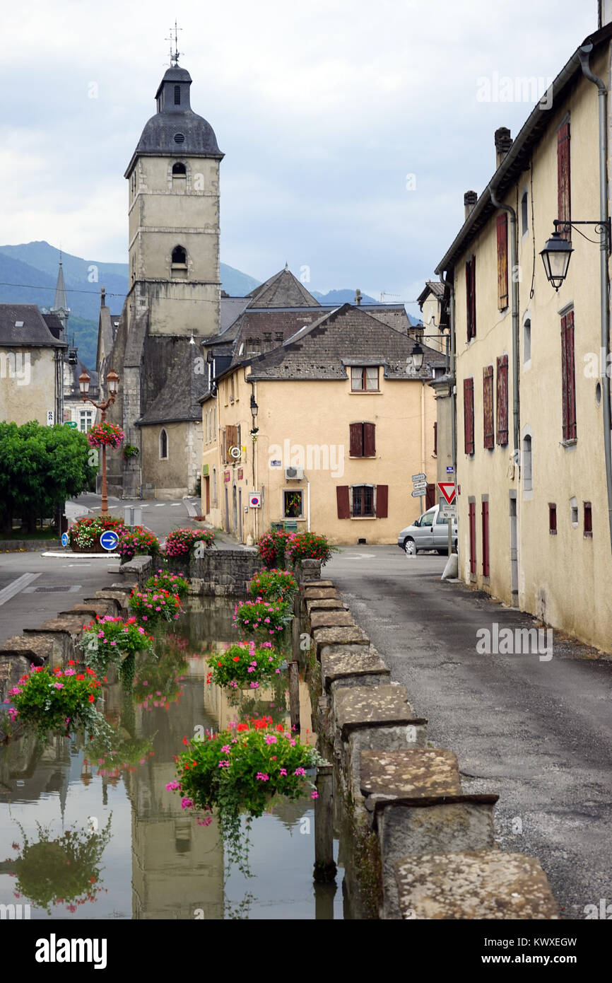 ARUDY, FRANCE - CIRCA JULY 2015 Canal on the main street Stock Photo