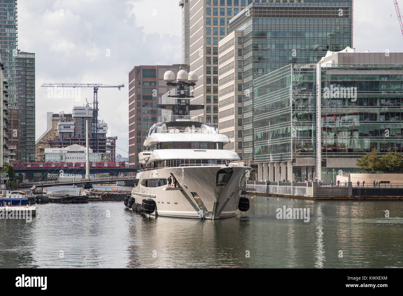 millionaire yacht london docklands Stock Photo