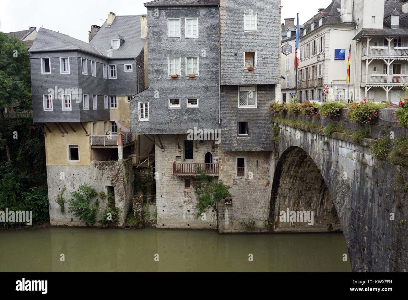 OLORONSAINTEMARIE, FRANCE CIRCA JULY 2015 Bridge on the main street