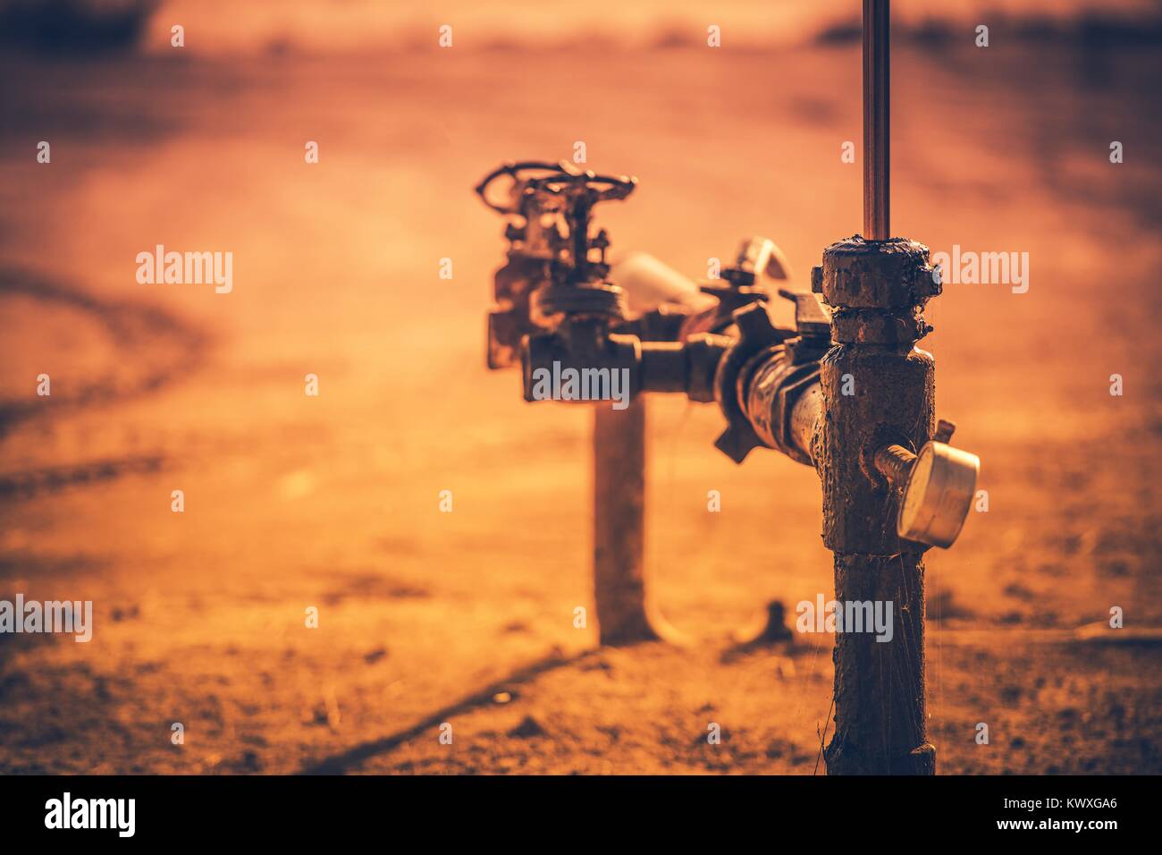 Stuffing Box of Pumpjack Closeup Photo. Oil Industry Technologies Stock
