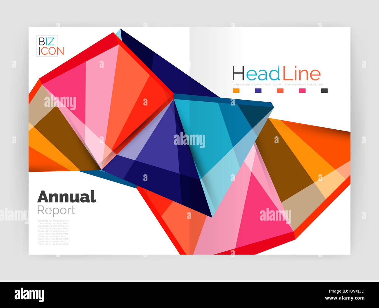 annual report geometric template, 3d shapes Stock Photo - Alamy