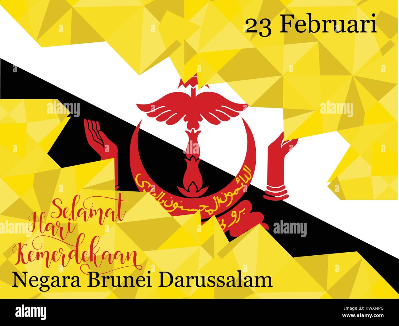 Brunei National Day Greeting Card. English Nation of Brunei. Happy