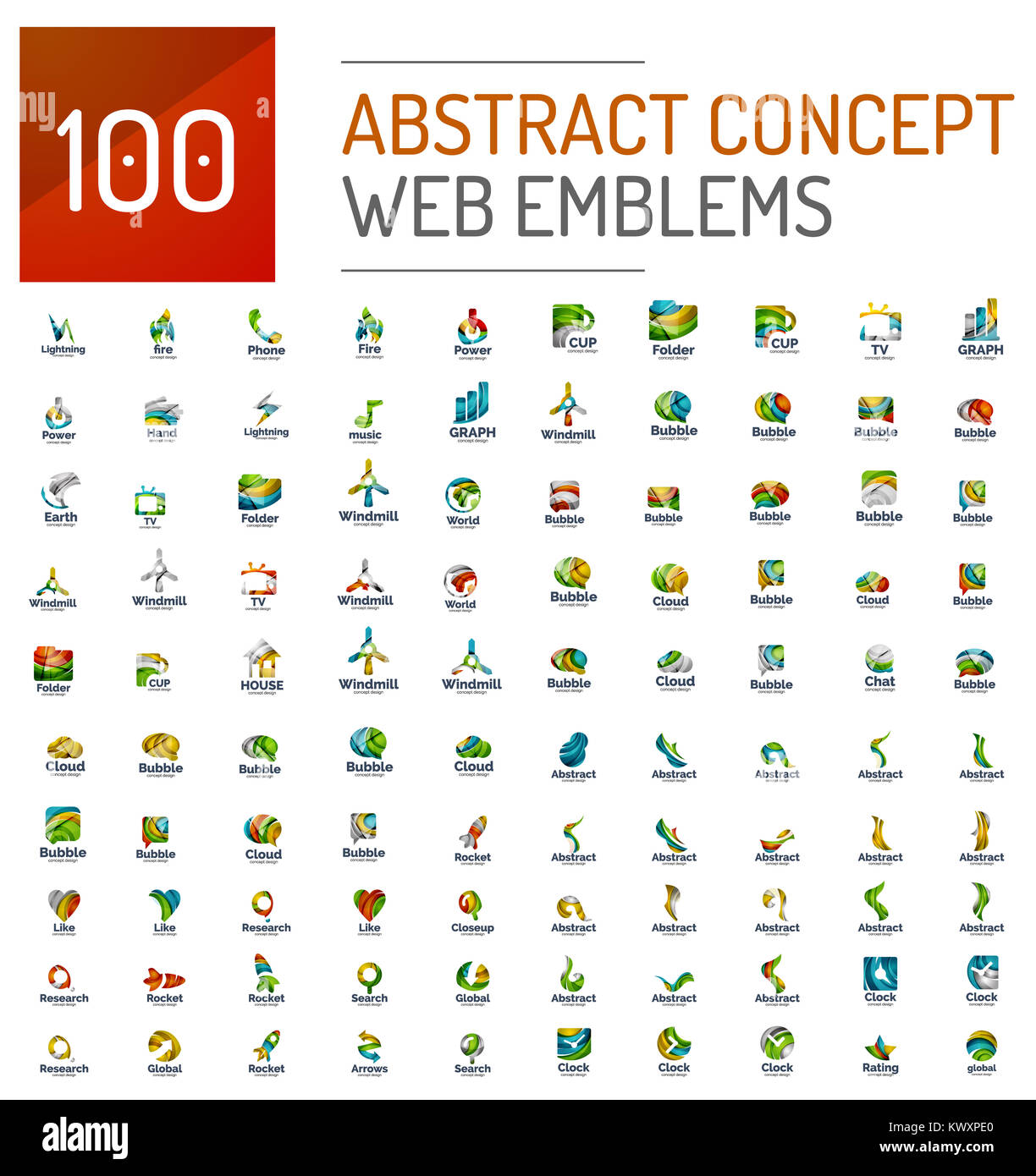 Set of 100 web internet concepts logo icons, business corporate emblems ...