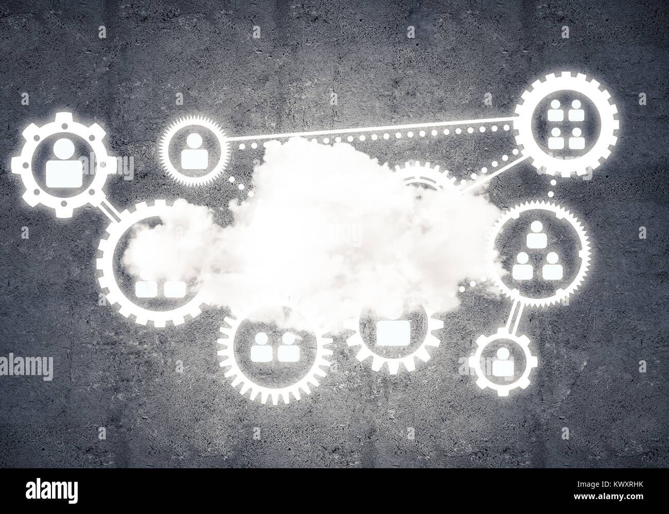 Background image with gears and cloud computing connection concept on ...