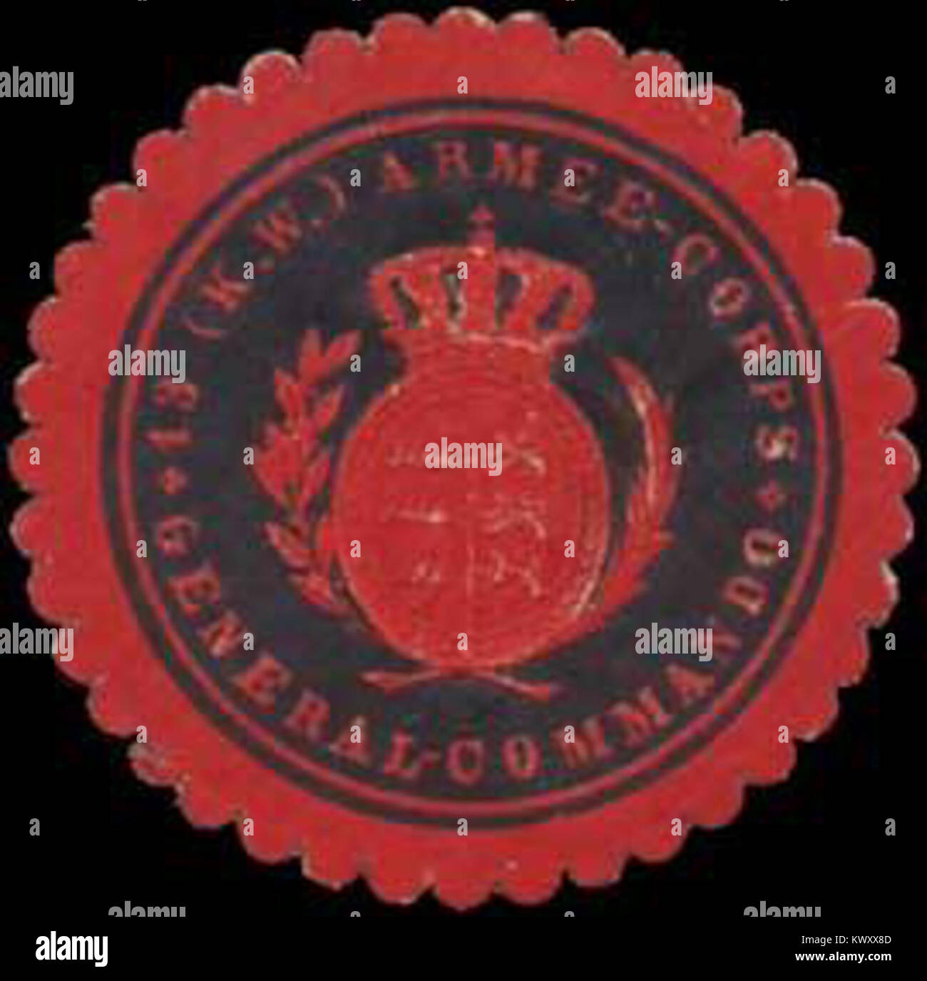 The seal of General-Commando 13, Kingdom of Württemberg, Germany ...