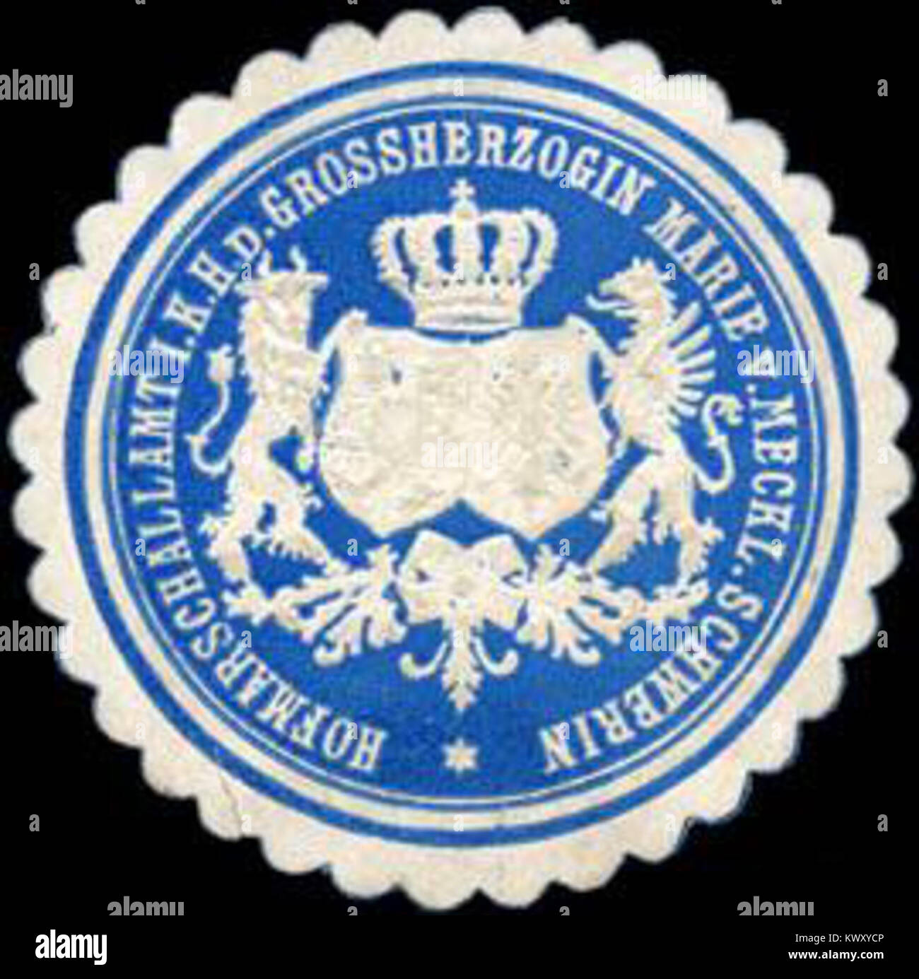 Siegelmarke Hofmarschallamt I. Königlichen Hoheit Grossherzogin Marie von Mecklenburg Schwerin W0216017 Stock Photo
