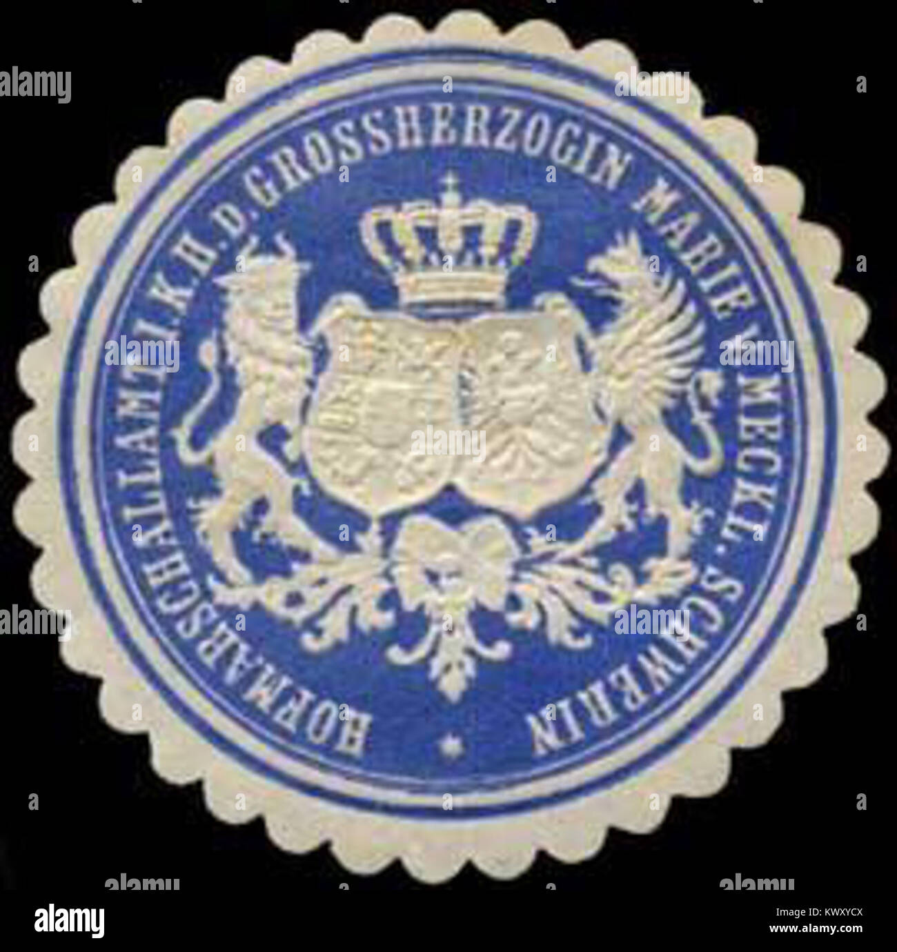 Siegelmarke Hofmarschallamt Ihrer Königlichen Hoheit der Grossherzogin Marie von Mecklenburg Schwerin W0239830 Stock Photo