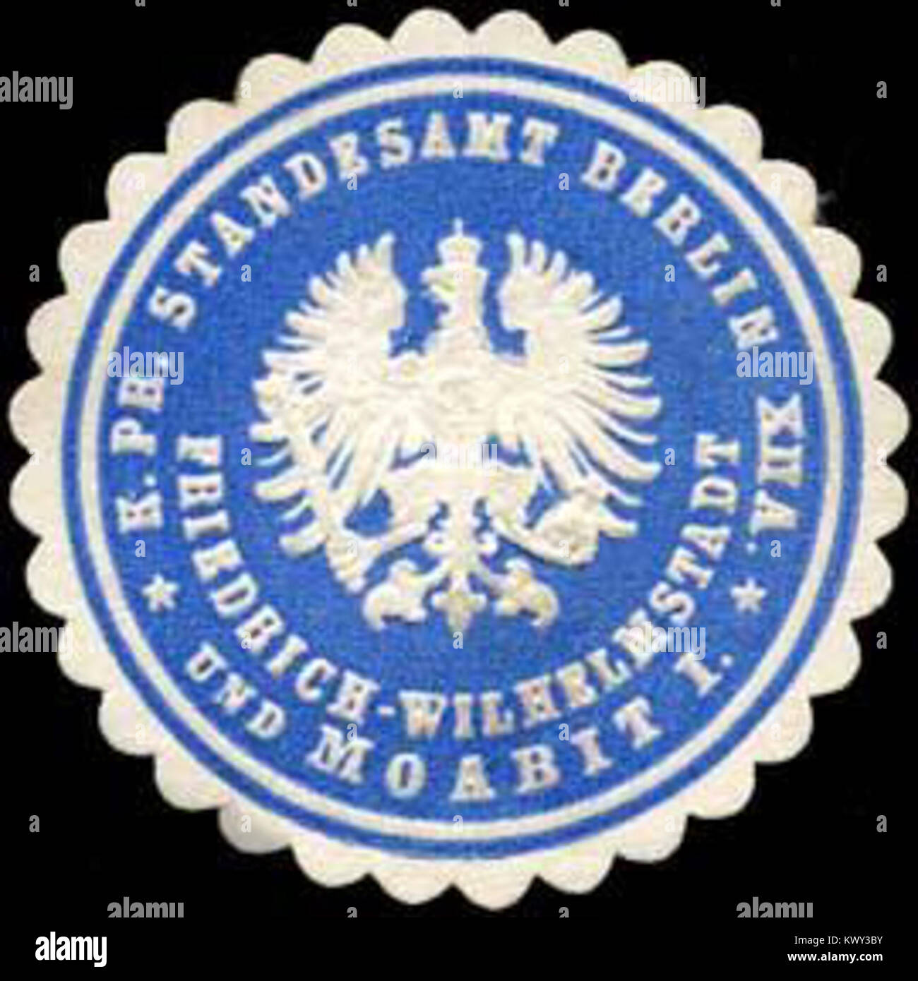 Siegelmarke Königlich Preussisches Standesamt Berlin XII A. Friedrich - Wilhelmstadt und Moabit W0247086 Stock Photo