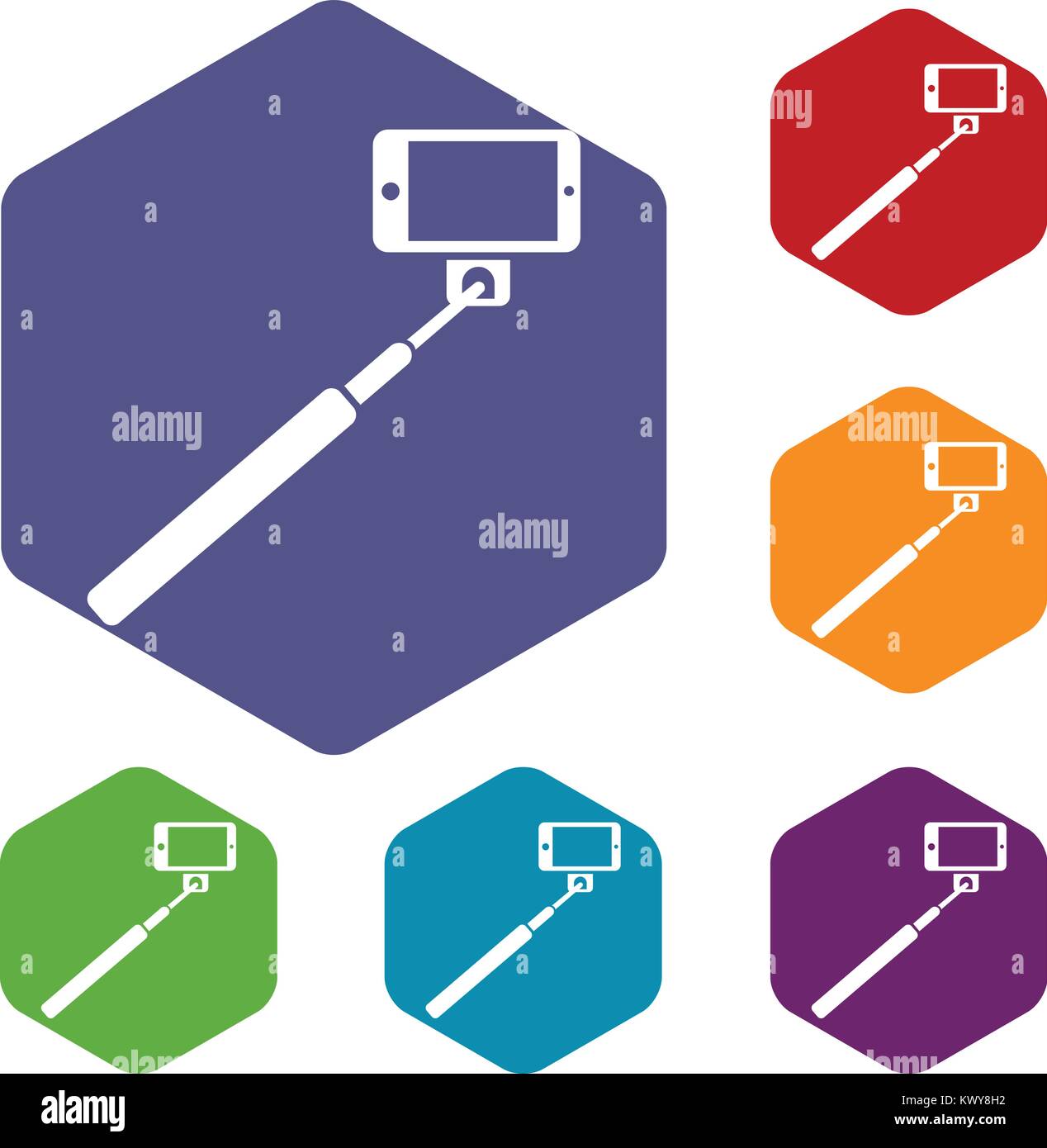 Selfie stick and smartphone icons set Stock Vector Image & Art - Alamy