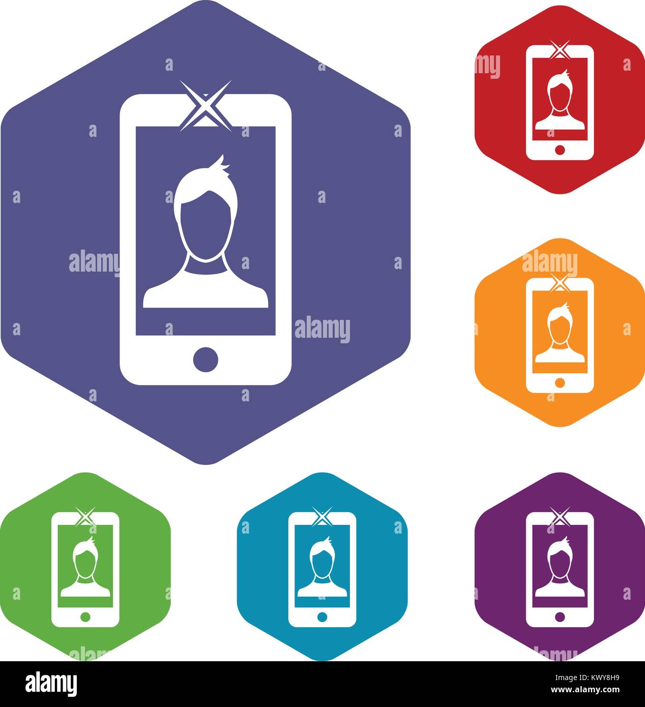 Mobile phone with photo icons set Stock Vector Image & Art - Alamy