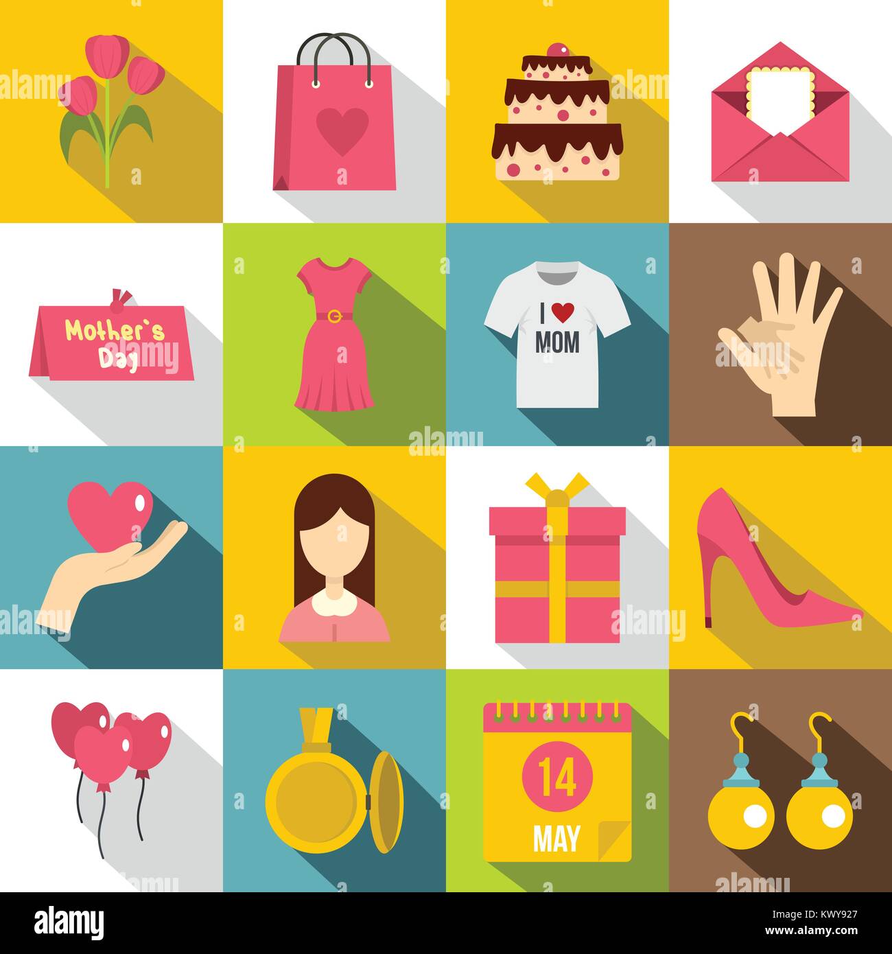 Mothers day icons set, flat style Stock Vector Image & Art - Alamy