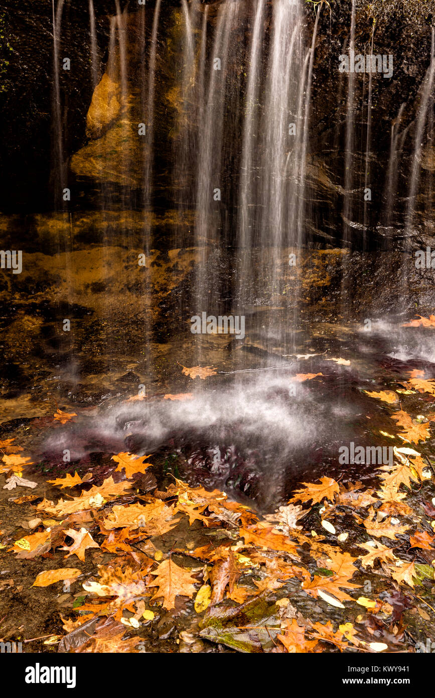 Waterfall detail at Pickwick Mill in autumn. Stock Photo