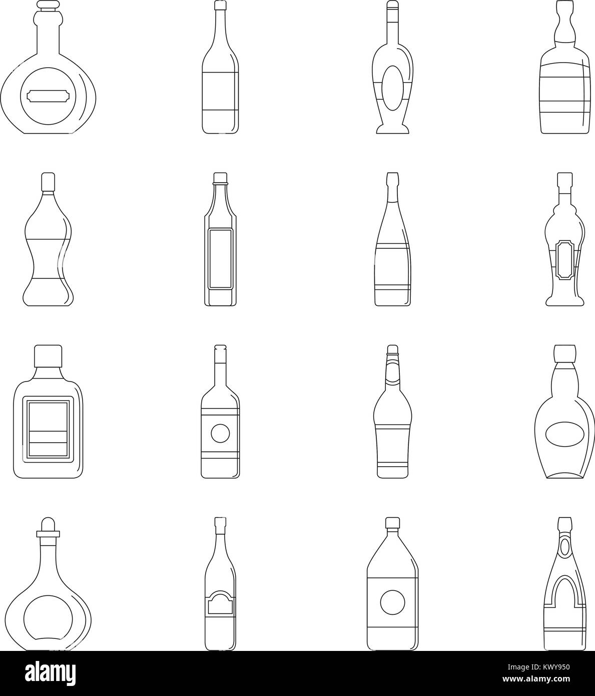Bottle forms icons set, outline style Stock Vector Image & Art - Alamy