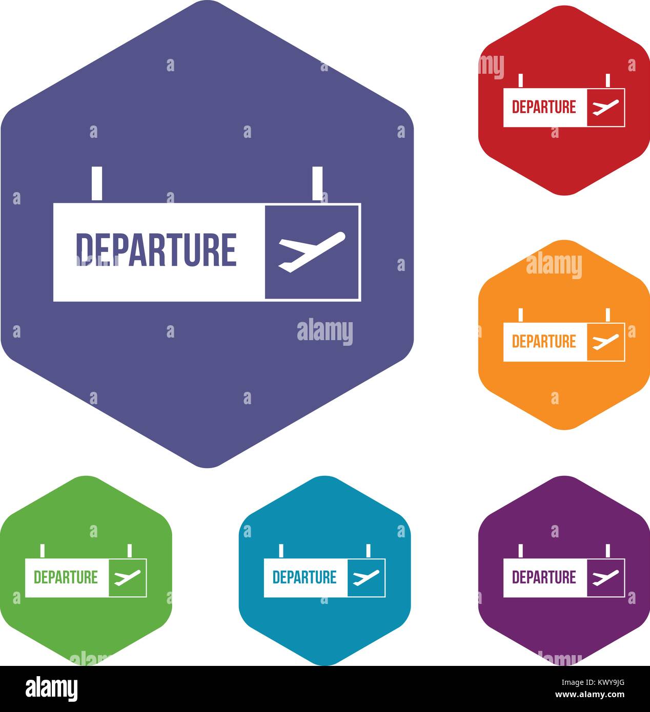 Airport departure sign icons set Stock Vector