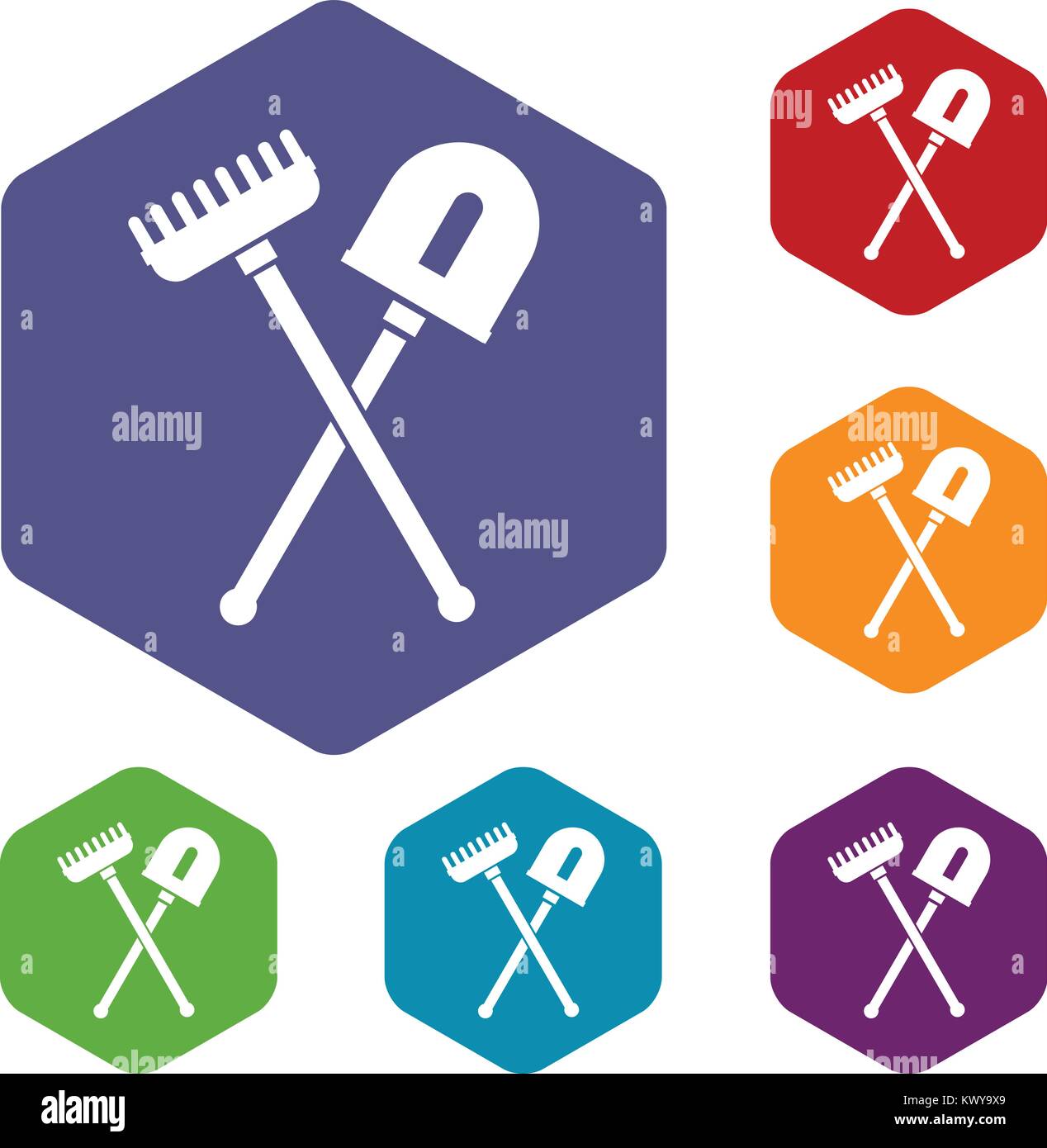 Shovel and rake icons set Stock Vector Image & Art - Alamy