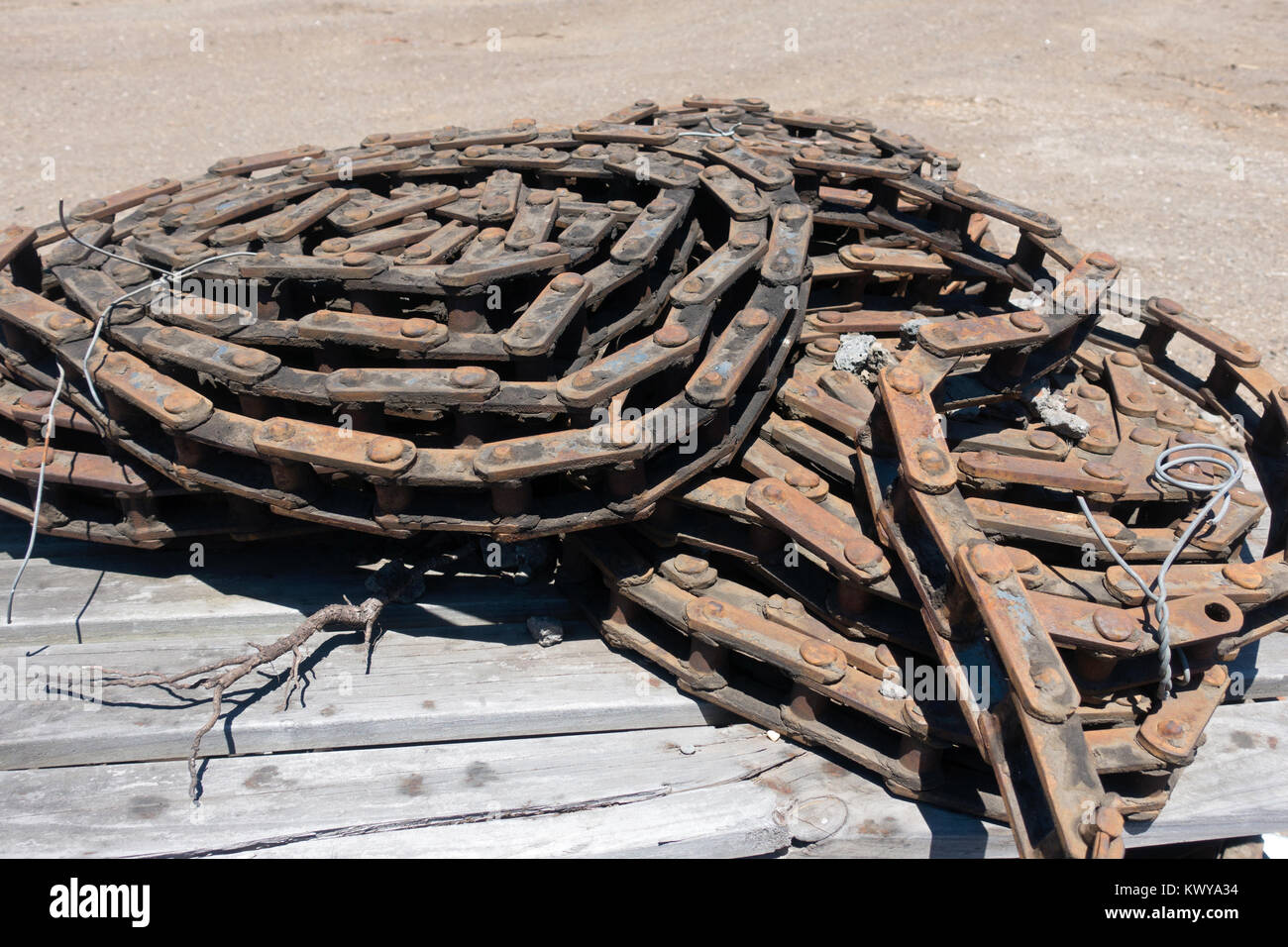 Chain links rusting in an old industrial yard Stock Photo - Alamy