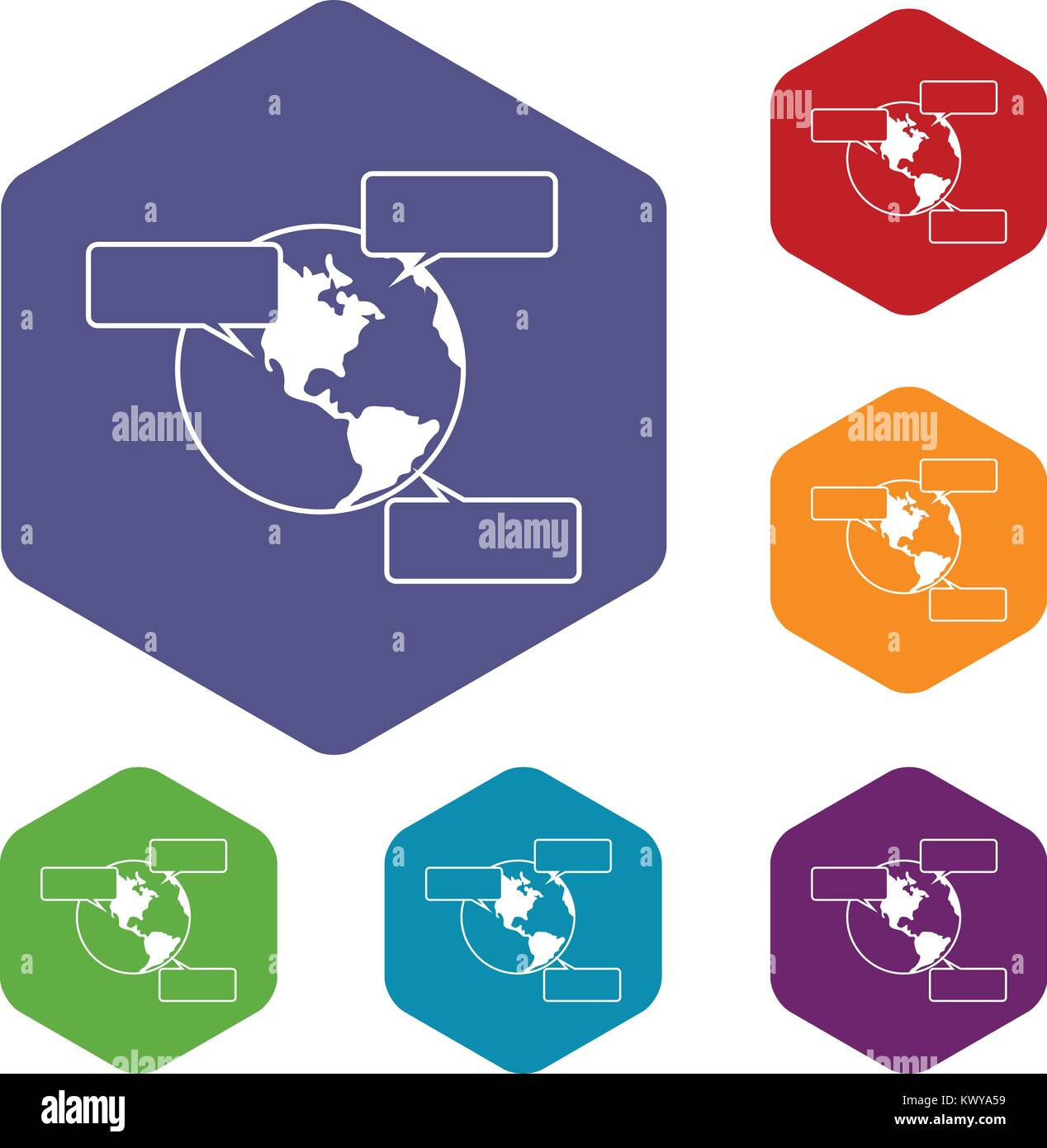 Globe and empty speech bubbles icons set Stock Vector Image & Art - Alamy