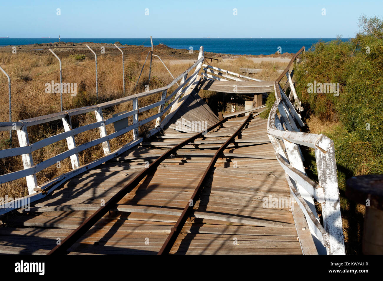 Remains of the historical Point Samson Bridge , Point Samson, Pilbara