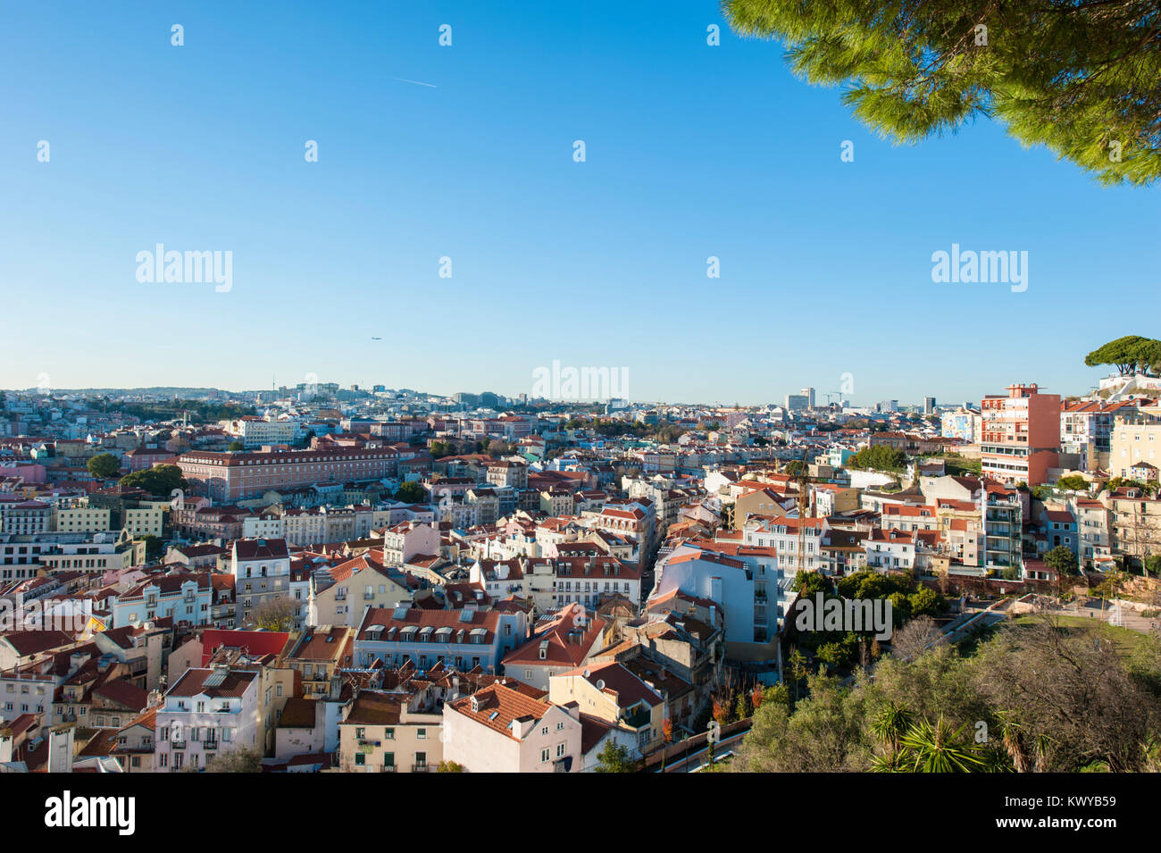 A view of Lisboa from Alfama, Lisbon, Portugal Stock Photo