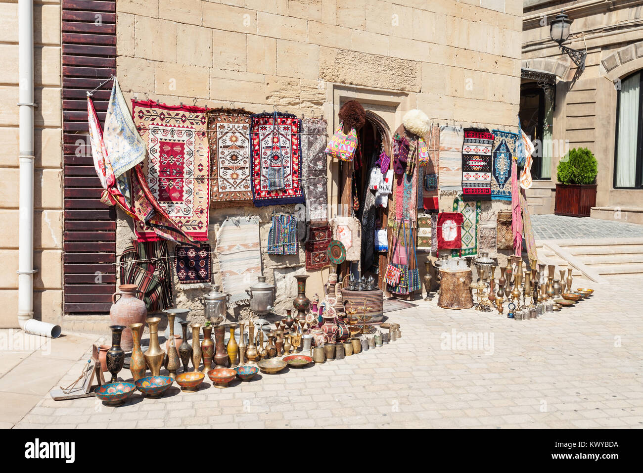 Souvenir market in the Old City in Baku, Azerbaijan. Inner City is the historical core of Baku and UNESCO World Heritage Site. Stock Photo