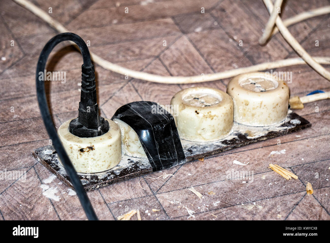 Old dirty extension cord Stock Photo Alamy