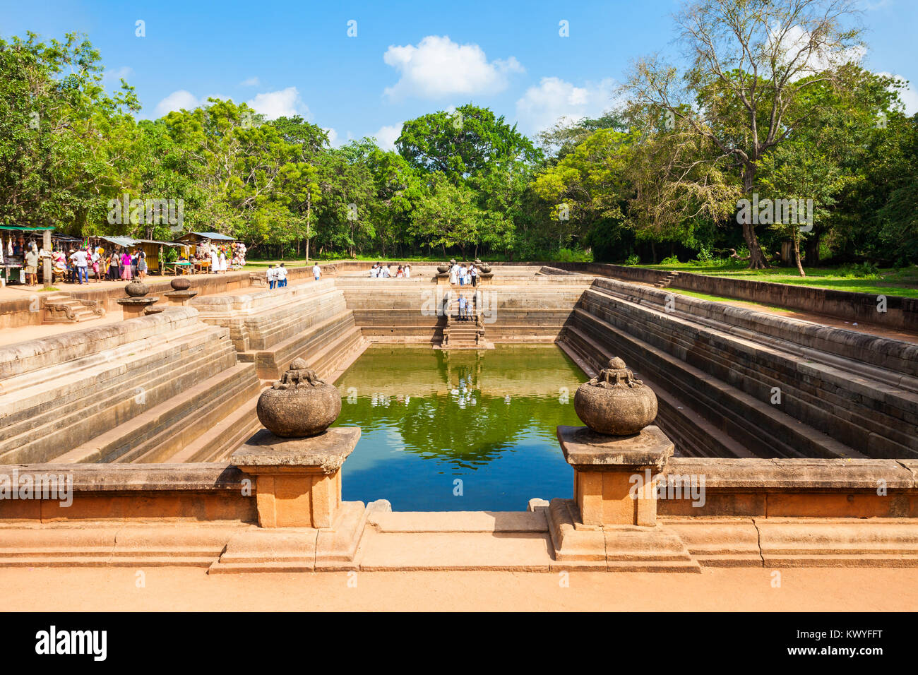 Kuttam Pokuna Twin Ponds - one of the best specimen of bathing tanks in the ancient kingdom of Anuradhapura, Sri Lanka Stock Photo