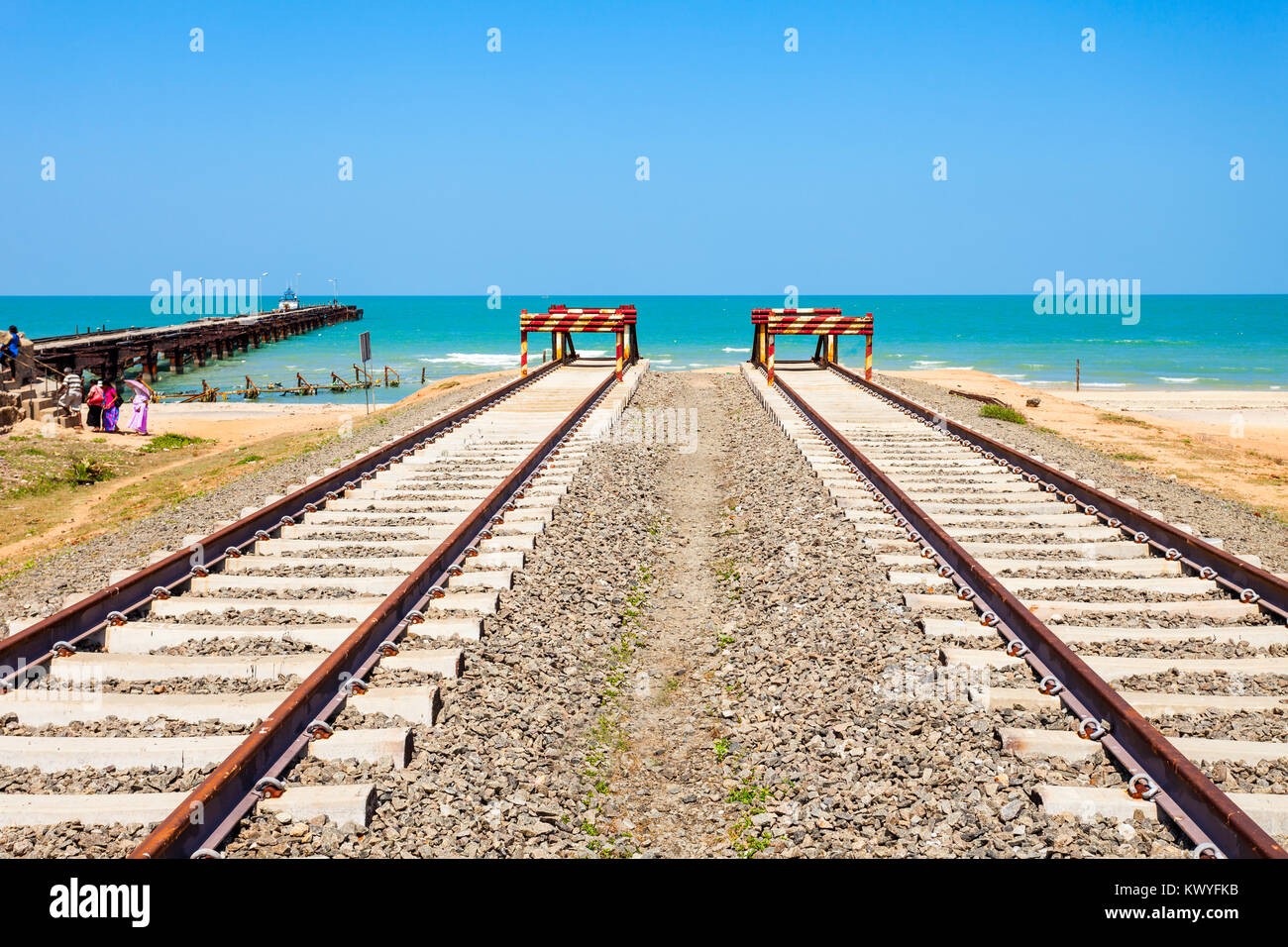 The end of Talaimannar railway track, Sri Lanka. Talaimannar is located