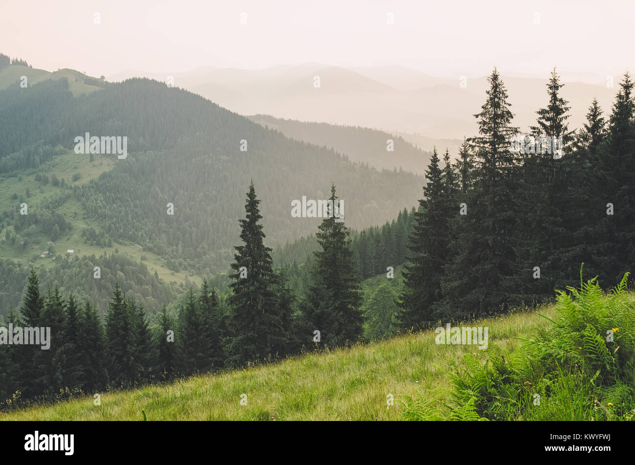 Misty mountain landscape Stock Photo - Alamy