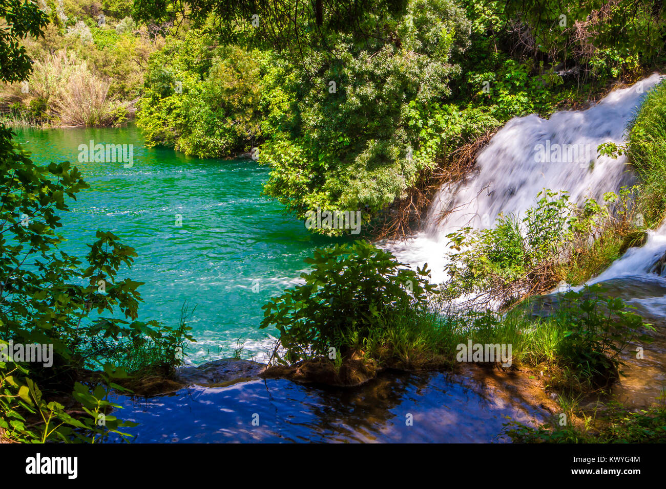 water cascades and waterfalls on the river Krka in Croatia Stock Photo