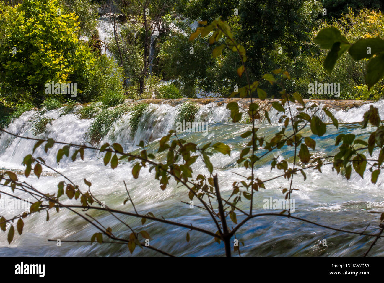 water cascades and waterfalls on the river Krka in Croatia Stock Photo