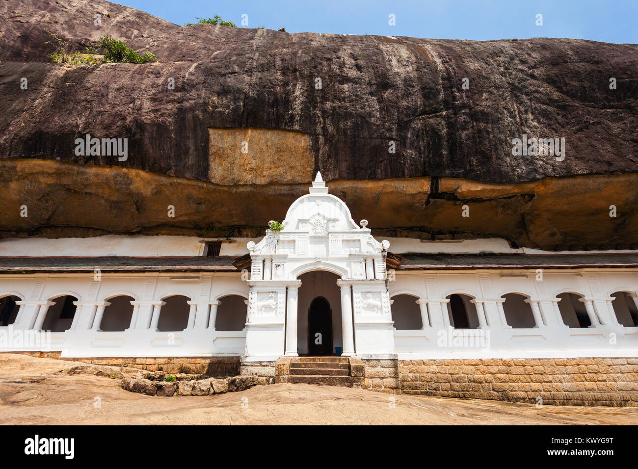 Dambulla Cave Temple or Golden Temple of Dambulla. Cave Temple is a World Heritage Site near Dambulla city, Sri Lanka. Stock Photo