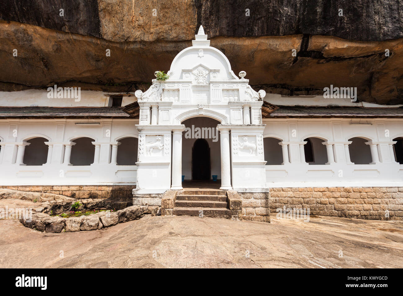 Dambulla Cave Temple or Golden Temple of Dambulla. Cave Temple is a World Heritage Site near Dambulla city, Sri Lanka. Stock Photo