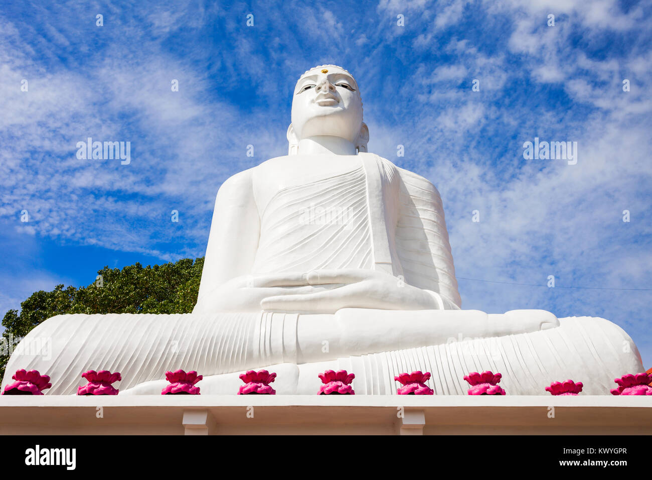 Bahirawa Kanda or Bahirawakanda Vihara Buddha Statue in Kandy, Sri Lanka. Bahirawakanda is a giant samadhi buddha statue on the top of the mountain in Stock Photo