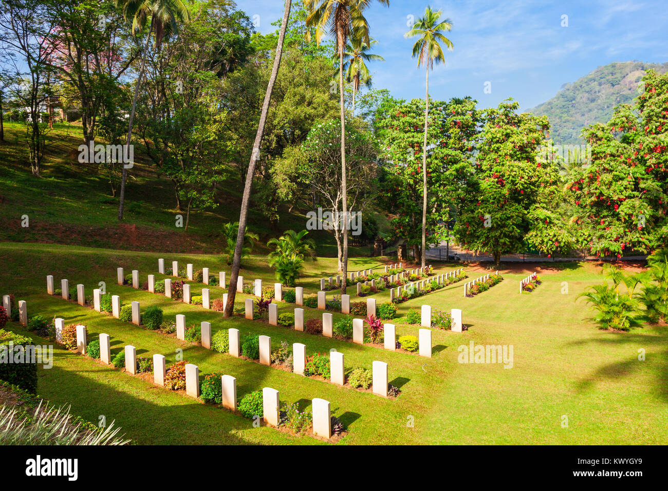 Kandy second world war cemetery is a British military cemetery in Kandy, Sri Lanka. Cemetery is for soldiers of the British Empire who were killed dur Stock Photo
