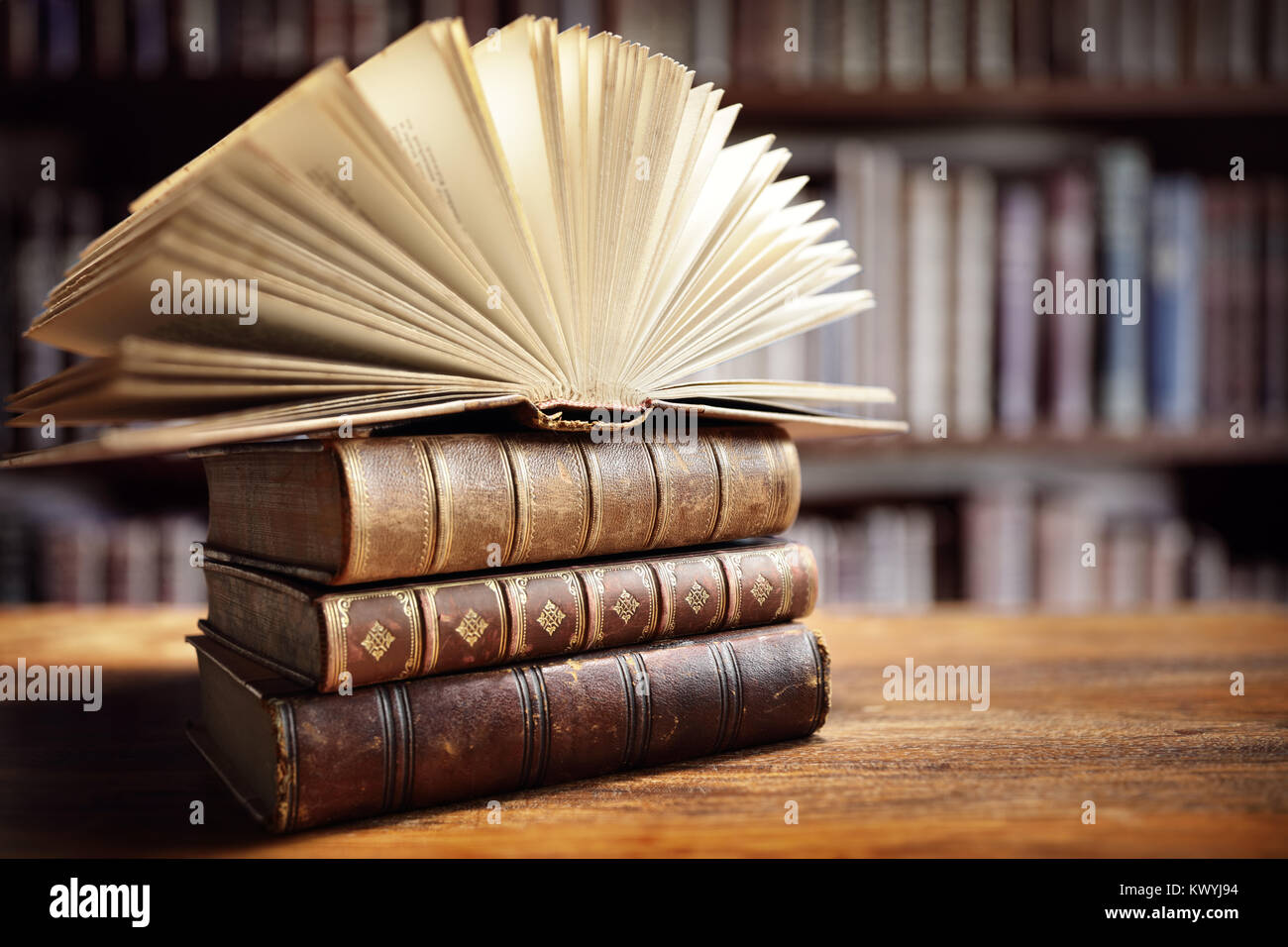 Books in library concept for education, literature and reading Stock Photo