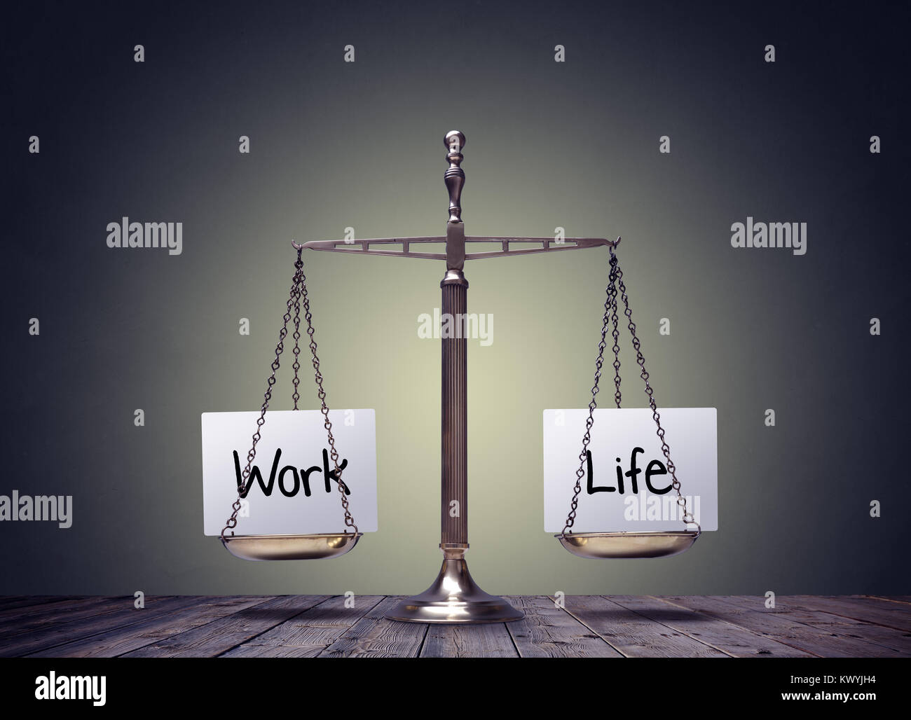 Work life balance scales business and family lifestyle choice Stock Photo