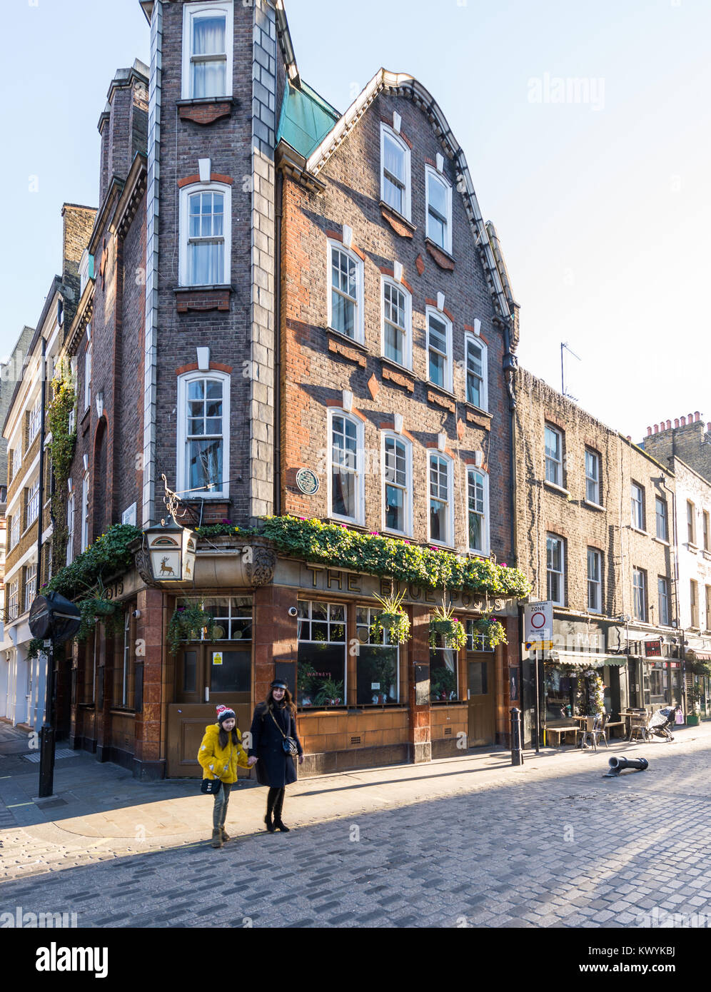 The Blue Posts pub situated in Berwick Street Market area of Soho