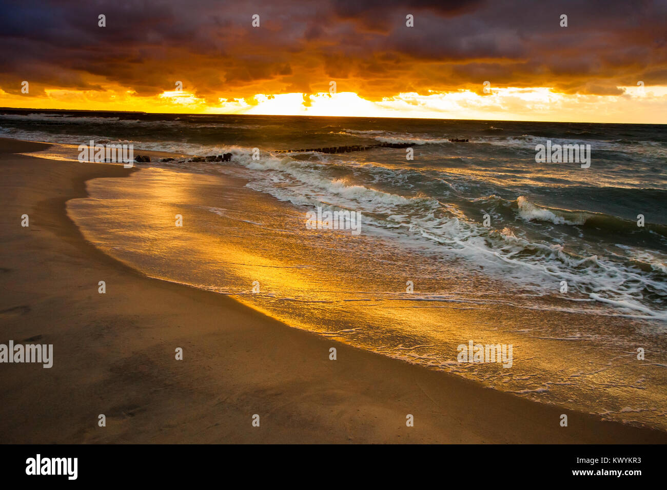 Dramatic sunset over the sea Stock Photo - Alamy