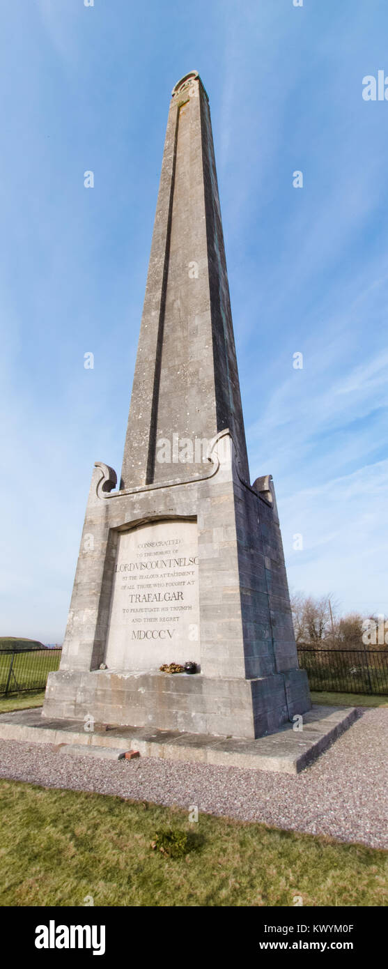 Nelson Monument on Portsdown Hill, Hampshire UK - The first monument paid for by subscription from the Officers and sailors with whom he served. Stock Photo