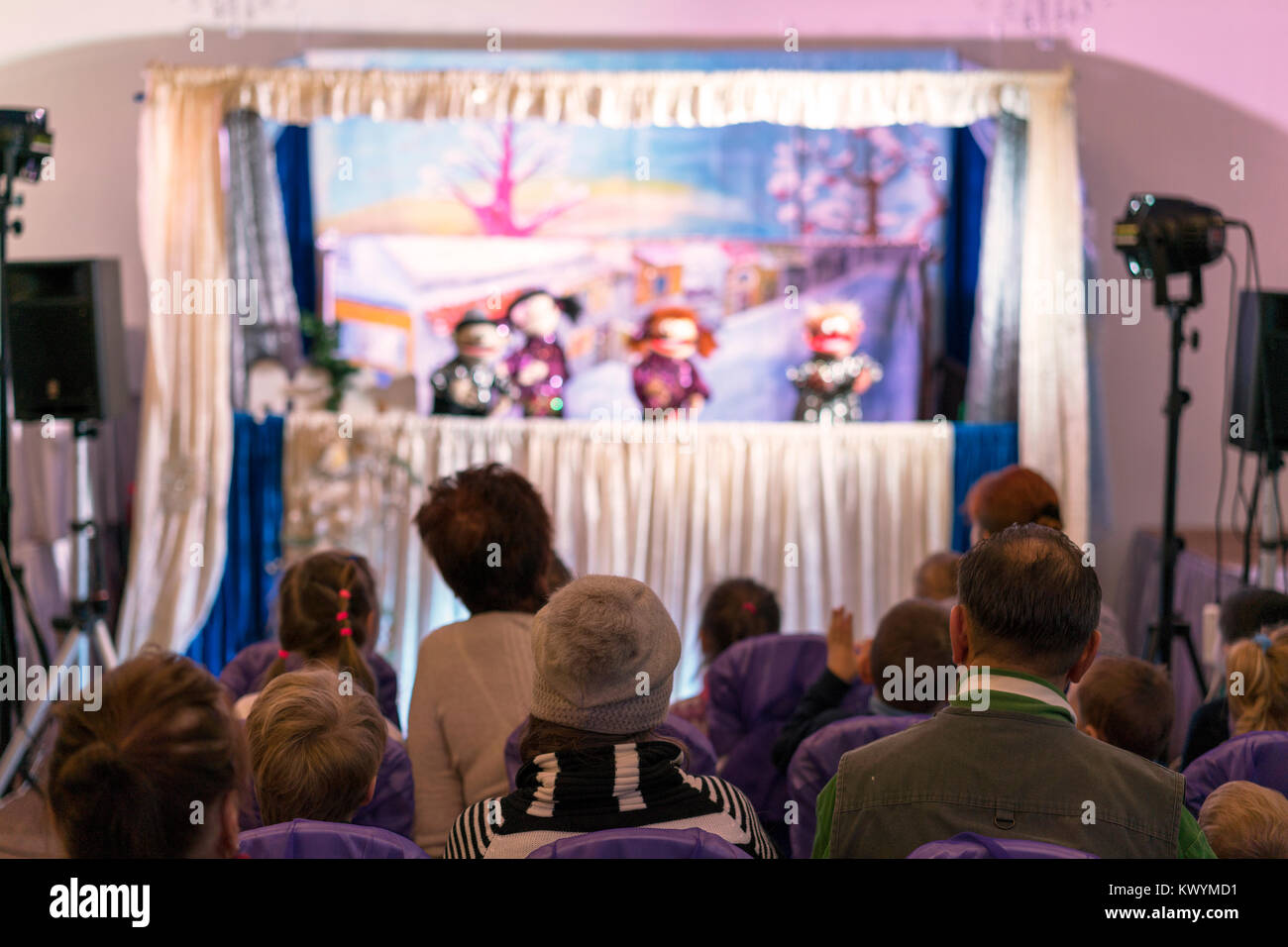 Children's Puppet Theater. Spectators, children's holiday. dolls Stock ...