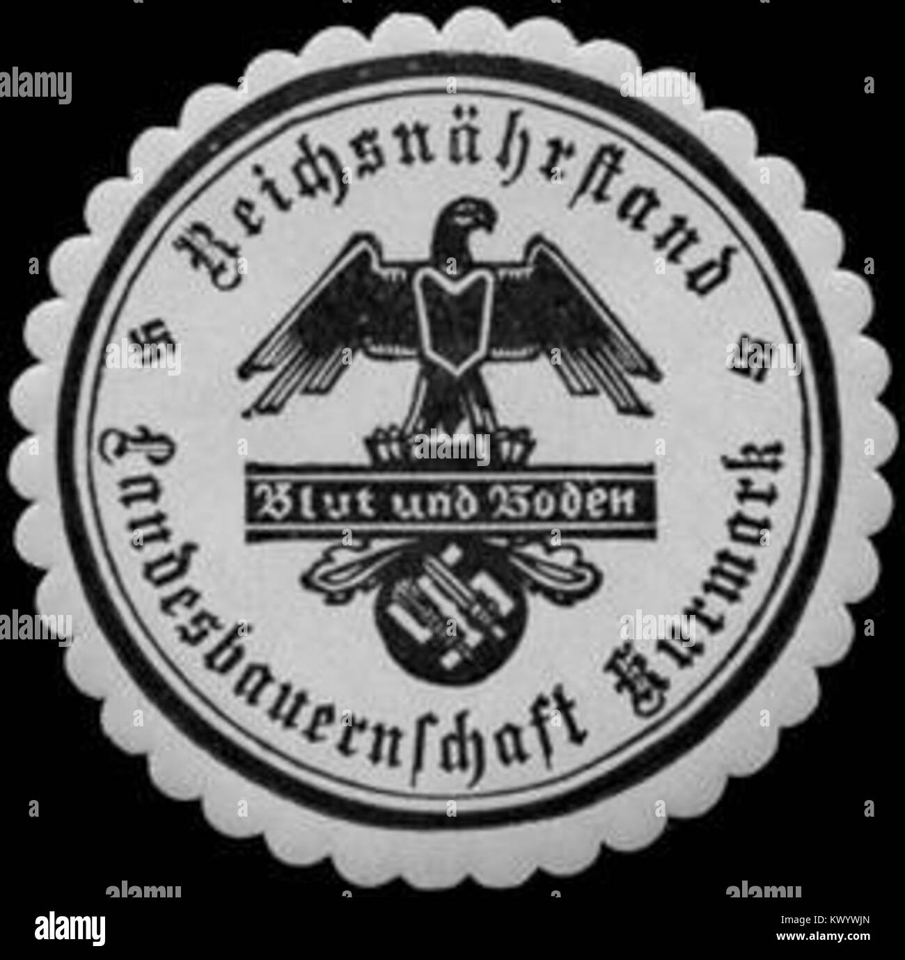 Siegelmarke Reichsnährstand - Landesbauernschaft Kurmark - Blut und Boden W0249437 Stock Photo