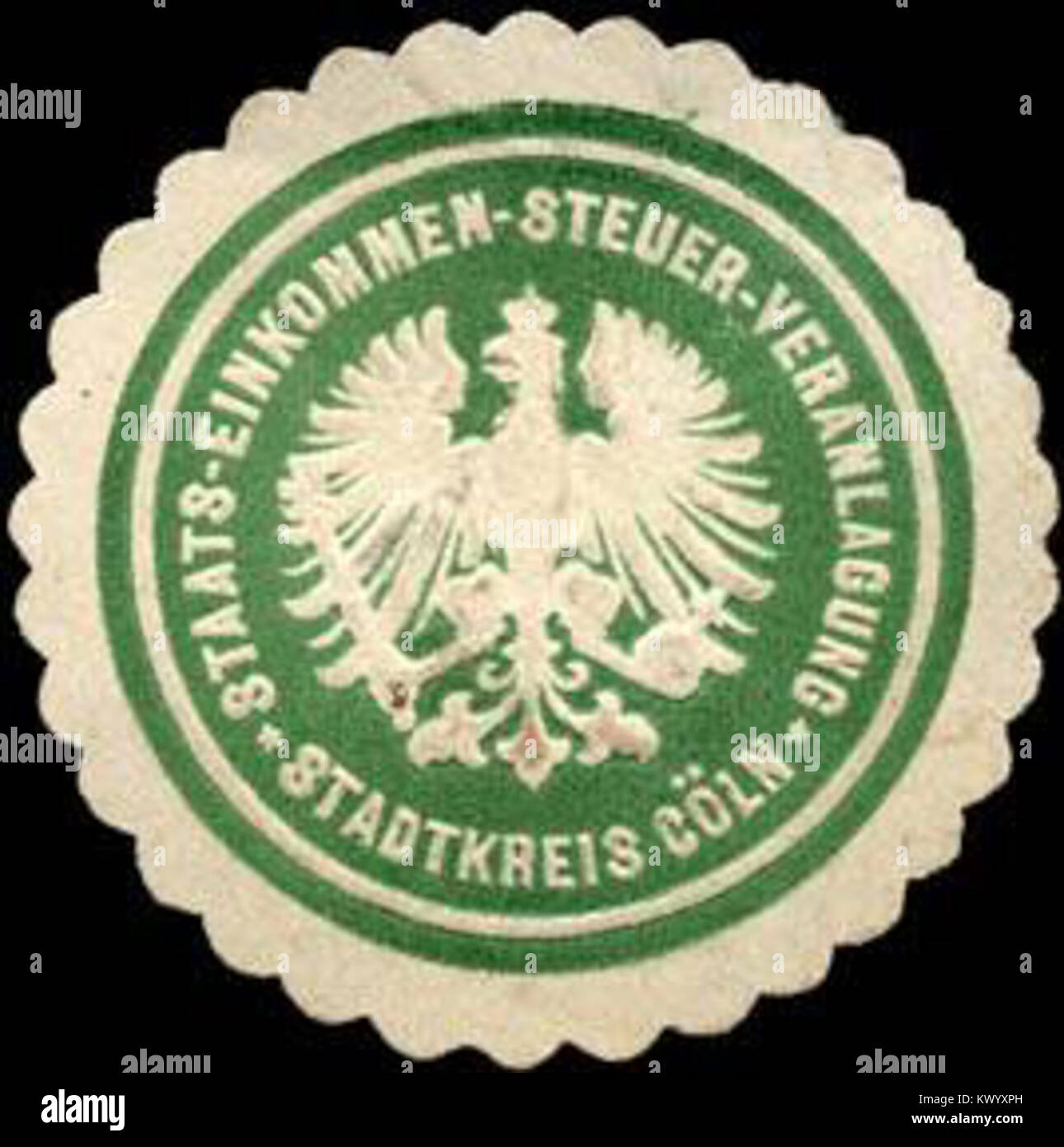 Siegelmarke Staats - Einkommen - Steuer - Veranlagung - Stadtkreis Cöln W0216975 Stock Photo
