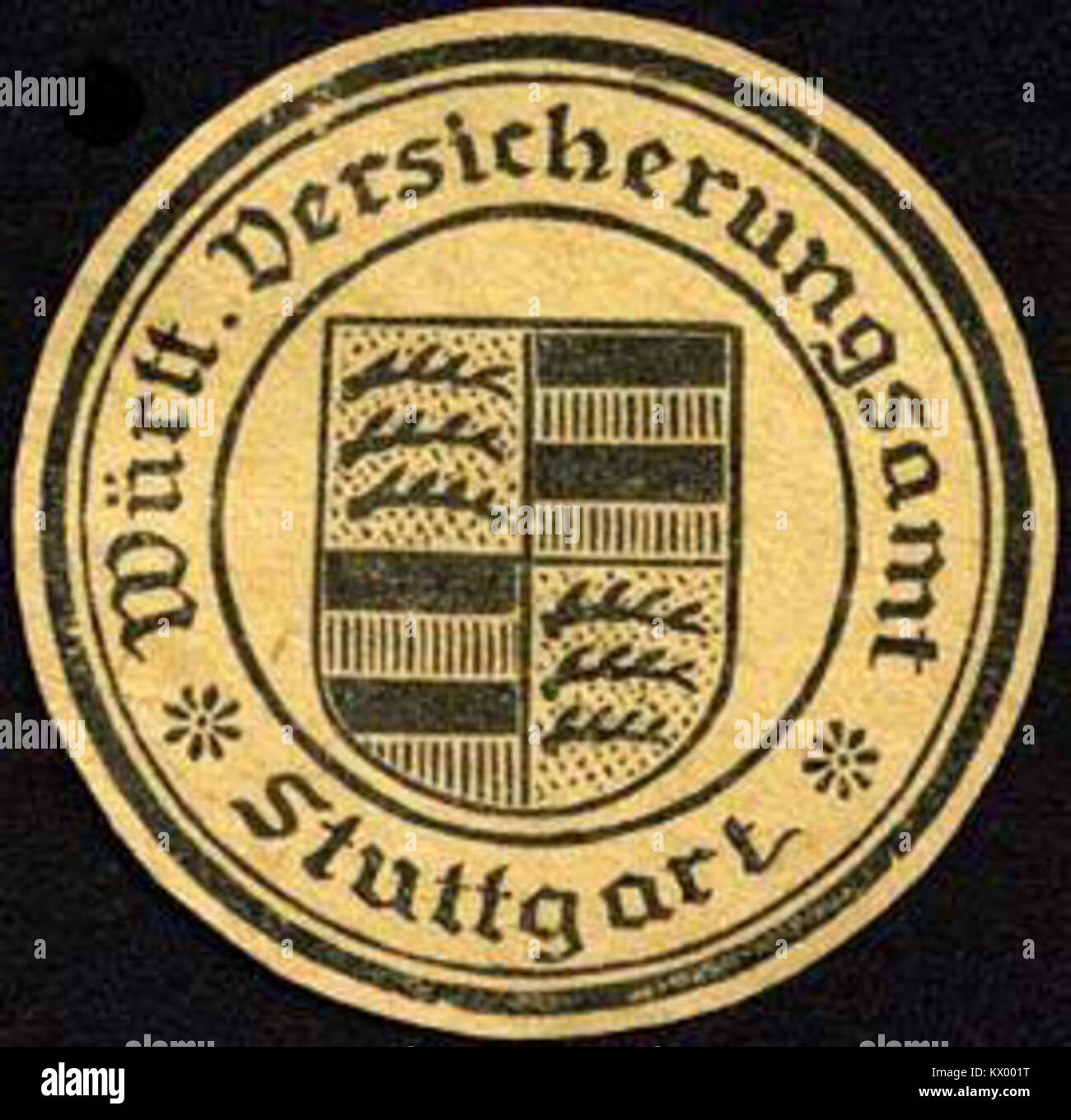 Siegelmarke Württembergisches Versicherungsamt - Stuttgart W0227927 Stock Photo