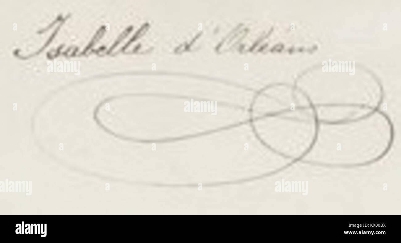 Signature of Princess Marie Isabelle of Orléans, Countess of Paris Stock Photo