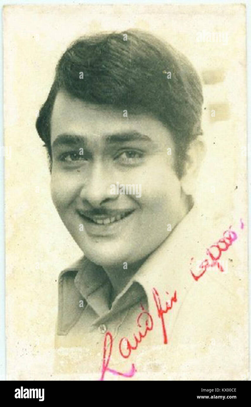 Signed photo of movie actor Randhir Kapoor (1) Stock Photo
