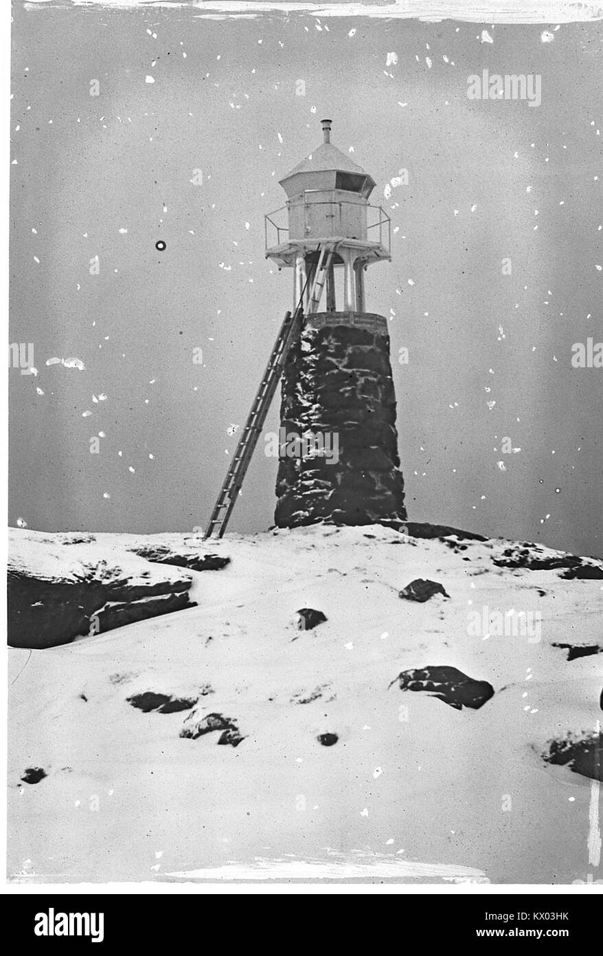 Photograph of the traditional lighthouse in Gisløy, Nordland, showing ...